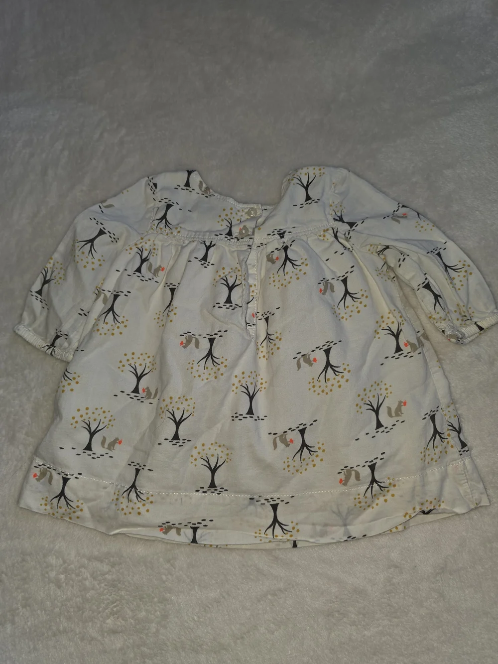 GAP Cream Long-Sleeve Top with Woodland Squirrel Print 0-3 Months